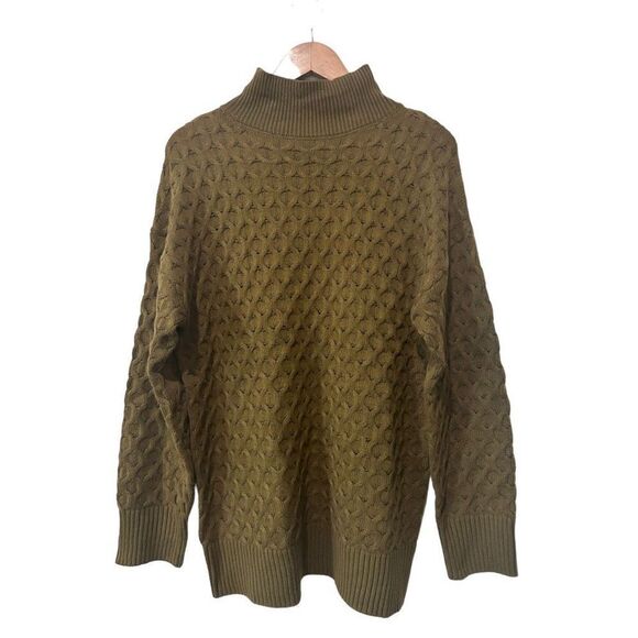 NWOT Knox Rose Green Chunky 3D knit Pullover Mock Neck Sweater Size S - Picture 2 of 13